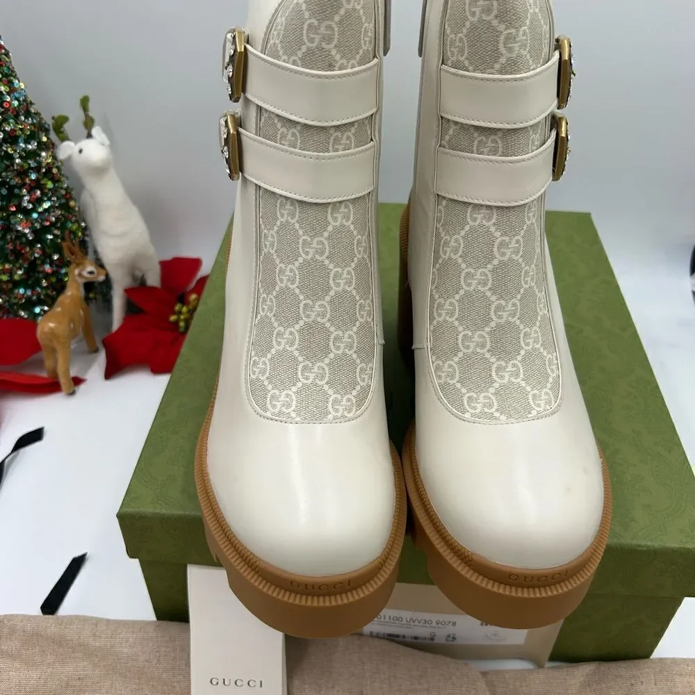 Women’s Gucci, GG Supreme lug sole  combat boots size 42 made in Italy - Picture 3 of 10